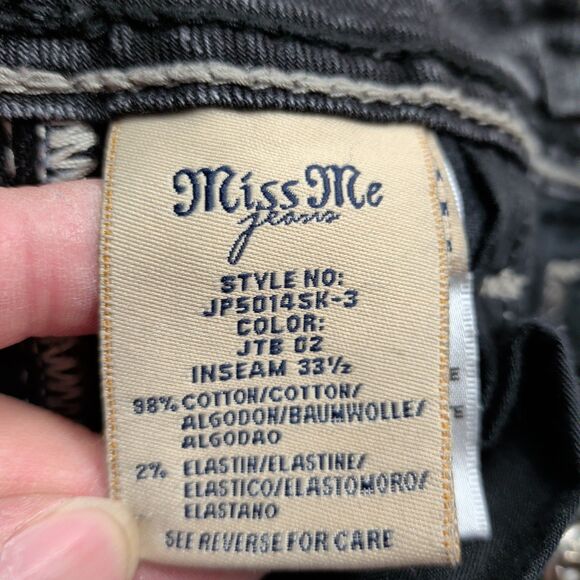 Miss Me Jeans Womens 27 Dark Gray Skinny JP5014SK-3 Embellished Pockets Denim - Picture 6 of 15